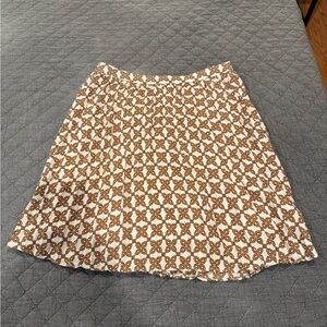 J. Crew A-Line Skirt with Brown and White Design